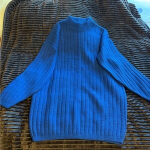 Blue Ribbed Women's Sweater